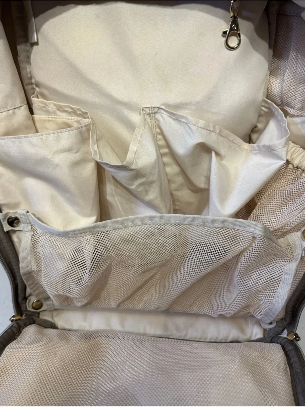 Itzy Ritzy Beige & Brown Herringbone Diaper Backpack with Tassel